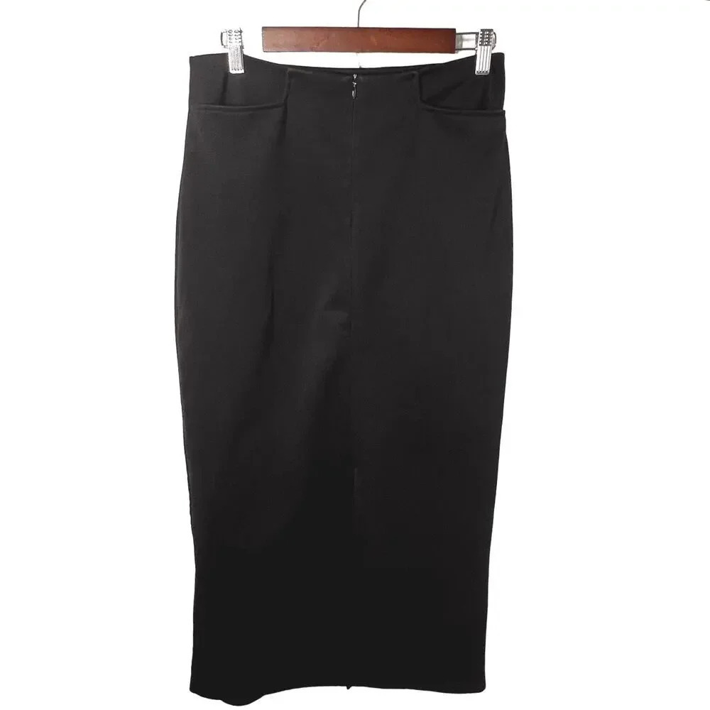 Fiorlini International,M, Ponte Knit stretch pocketed zip vent‎ maxi skirt ￼